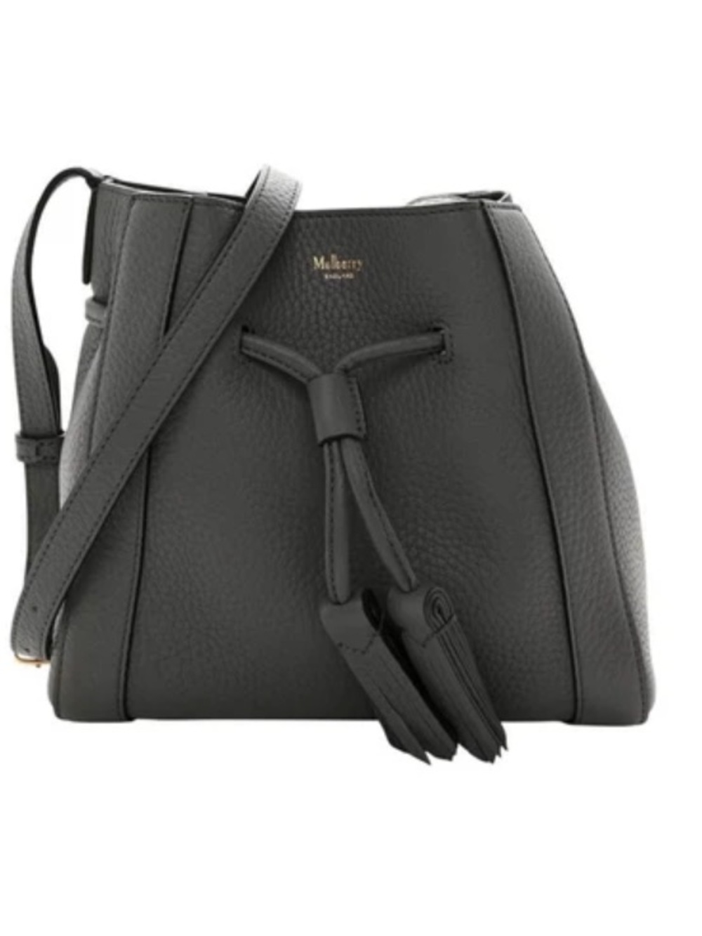 Mulberry Small Millie Tote Heavy Grain Leather Drawcord Closure Bucket Bag